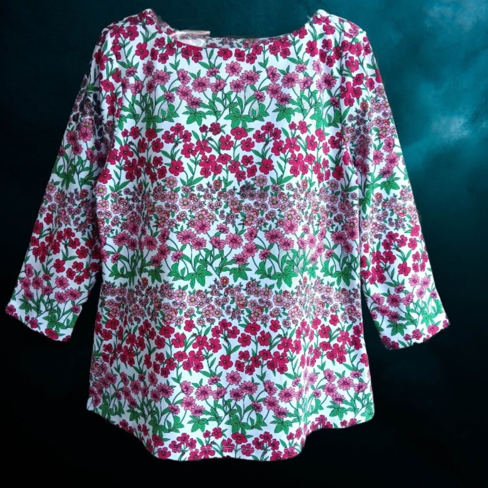 Charter Club Womens Top Blouse Pullover 3/4 Sleeves Cotton Floral Print Size M